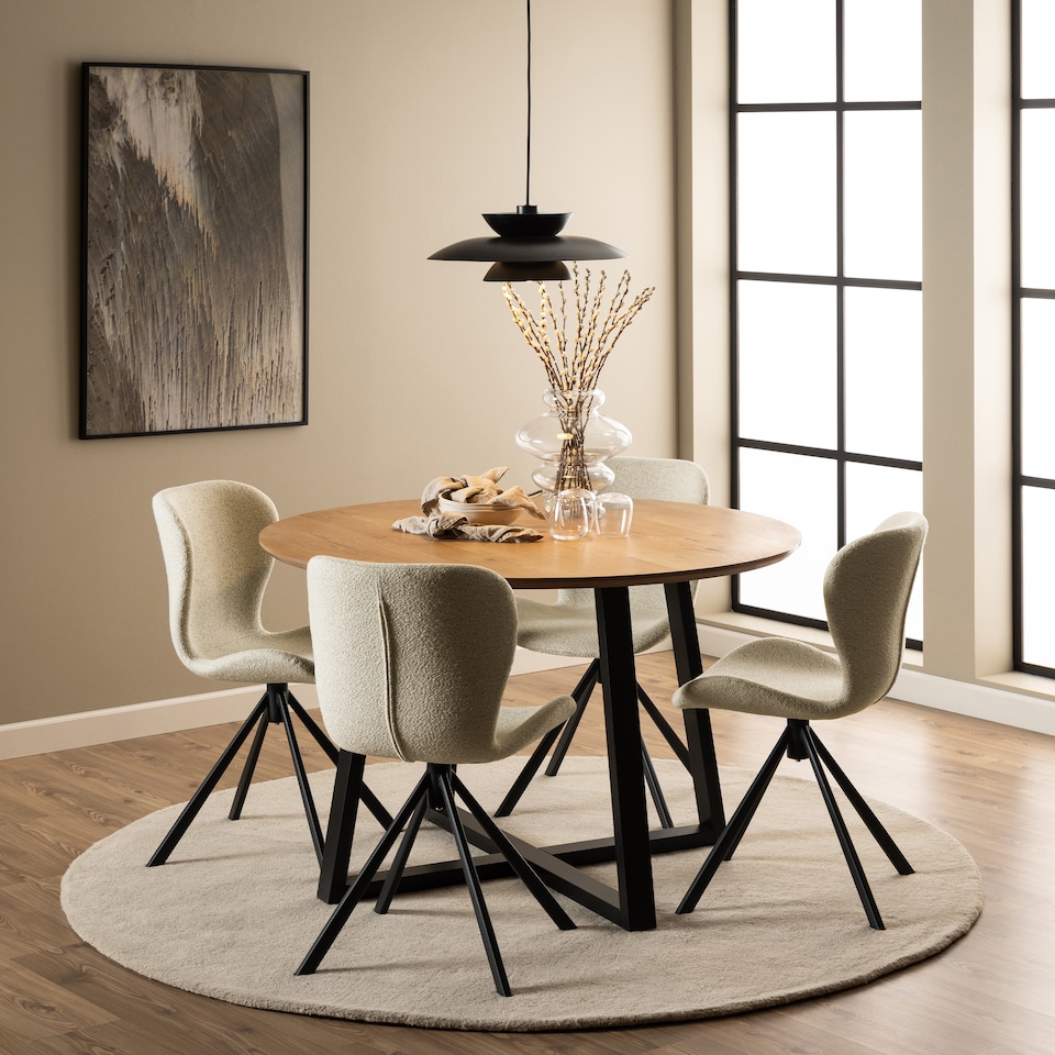 image 1 of Batilda Swivel Dining Chairs in Cream Fabic Set of 2