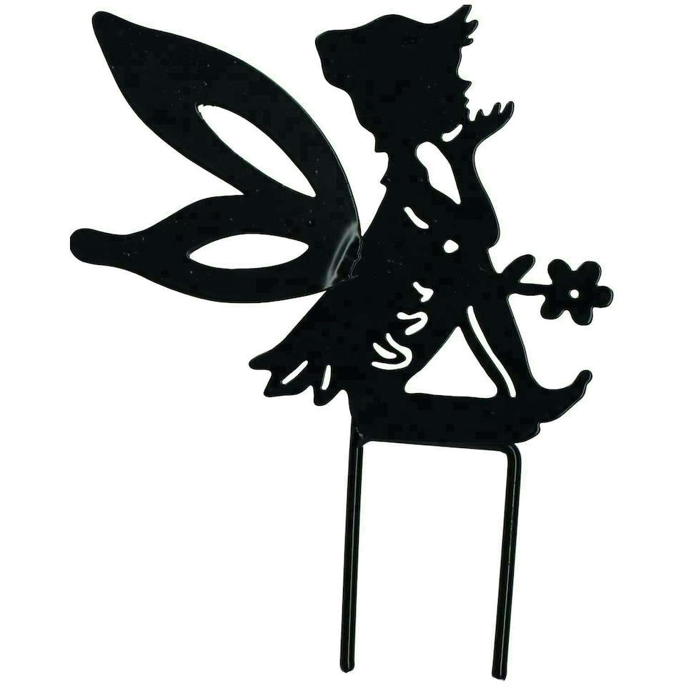 image 1 of Set of 4 Small Black Fairy Silhouettes With Stake Garden Deco Ornament