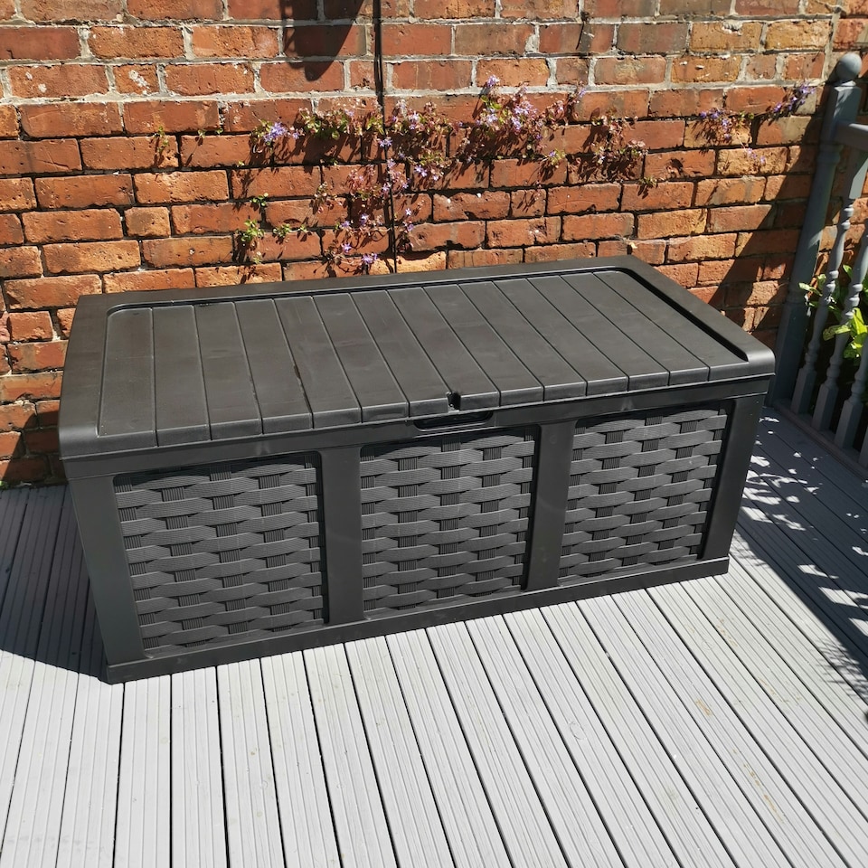image 1 of Huge 634 Litre Outdoor Jumbo Storage Box - Black Rattan Effect