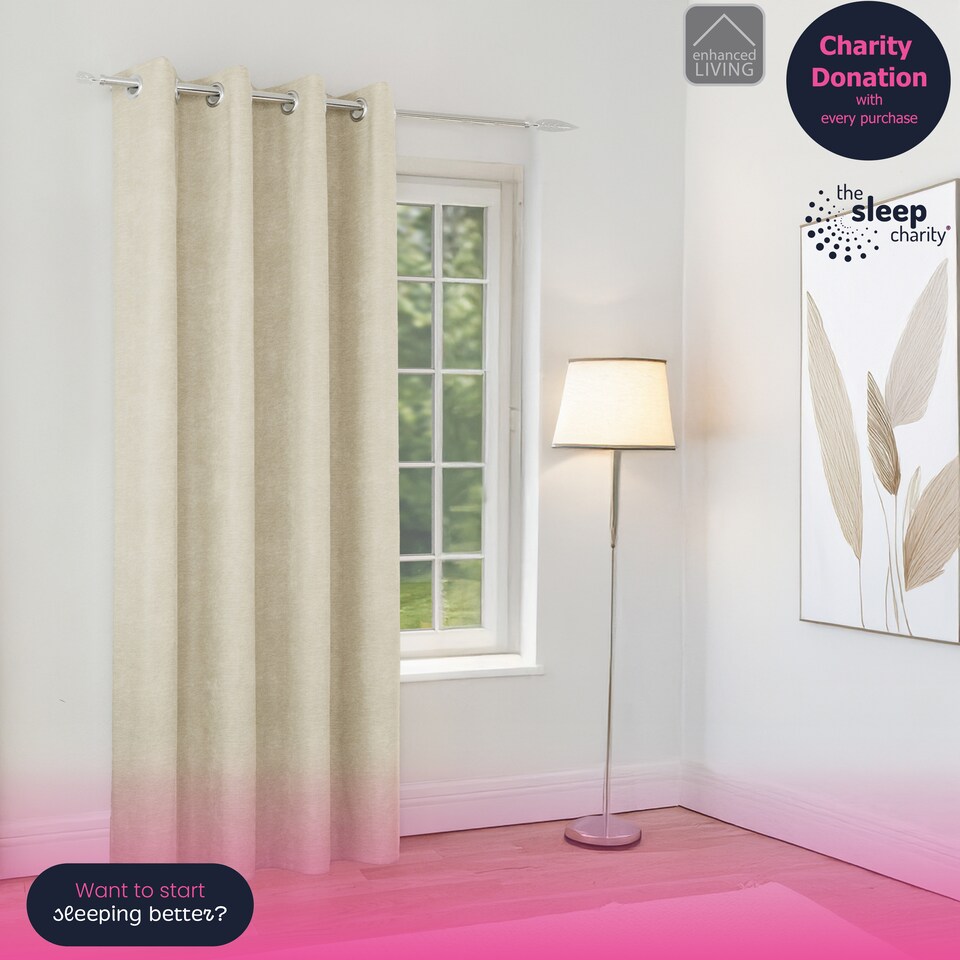 image 1 of Enhanced Living Knightsbridge Blackout, Thermal Cream Single Door Curtain with Eyelet Header - 66x84 inch (168x214cm)