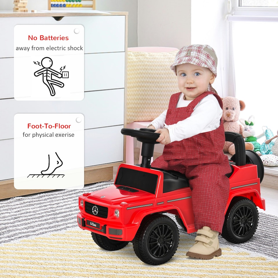 image 1 of HOMCOM Benz G350 Kids Ride on Sliding Car w/ Under Seat Storage No Power Red