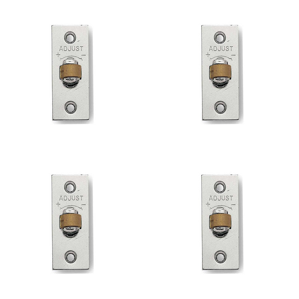 4 PACK High-Quality Adjustable Rollerbolt Catches with Brass Roller - 36mm Satin Nickel Finish