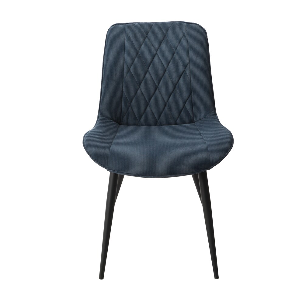 image 1 of Aspen White 100cm Round Dining Table with 4 Diamond Stitch Upholstered Fabric Chairs - Modern Dining Set | Blue | Blue | One Size | 1