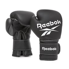 Reebok Boxing Gloves - White/Black, 16oz Synthetic Leather, Hook