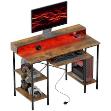 HOMCOM Gaming Desk with Monitor Stand and Sliding Keyboard Tray | Multi | 120W x 55D x 87H cm