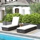 image 1 of Outsunny Rattan Sun Loungers Set of 2, Recliner Chairs, Adjustable Back, Brown | Brown