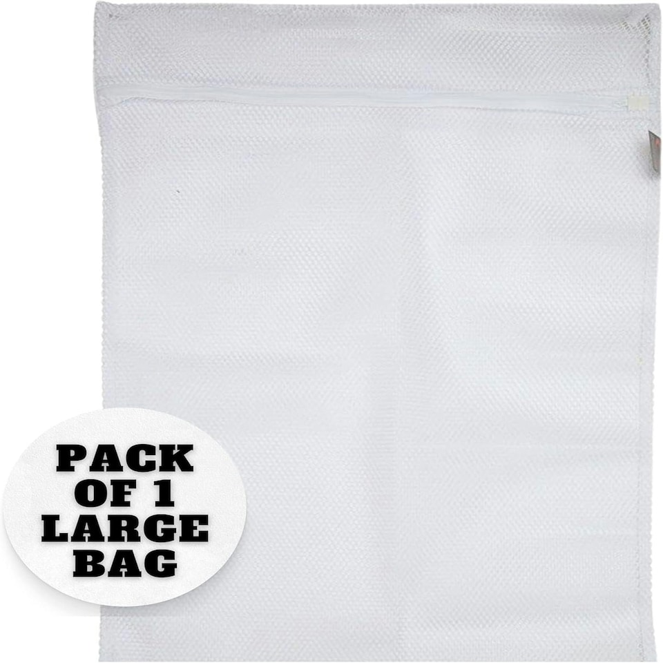 image 1 of Large Size Net Washing Bags for Laundry with Strong Zip – 41cms x 49cms (16" x 19") White