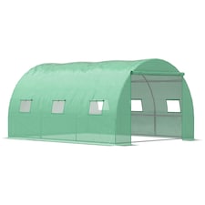 Outsunny Tunnel Greenhouse w PE Cover, Outdoor Plant House w Door & Window