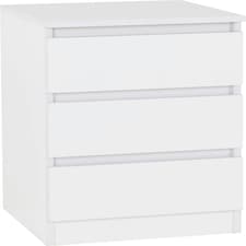 Malvern 3 Drawer Bedside Table White