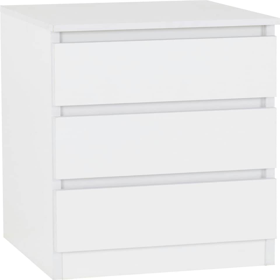 image 1 of Malvern 3 Drawer Bedside Table White