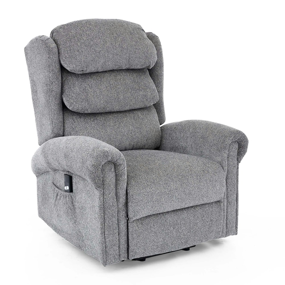 image 1 of Belvoir Grey Fabric Single Motor Mobility Rise Recliner Chair | Grey | Grey