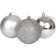 image 1 of Mid Grey Shatterproof Christmas Baubles 10cm - Pack of 3
