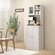 image 8 of HOMCOM 169cm Tall Kitchen Pantry Storage Cabinet with Microwave Shelf | White | White