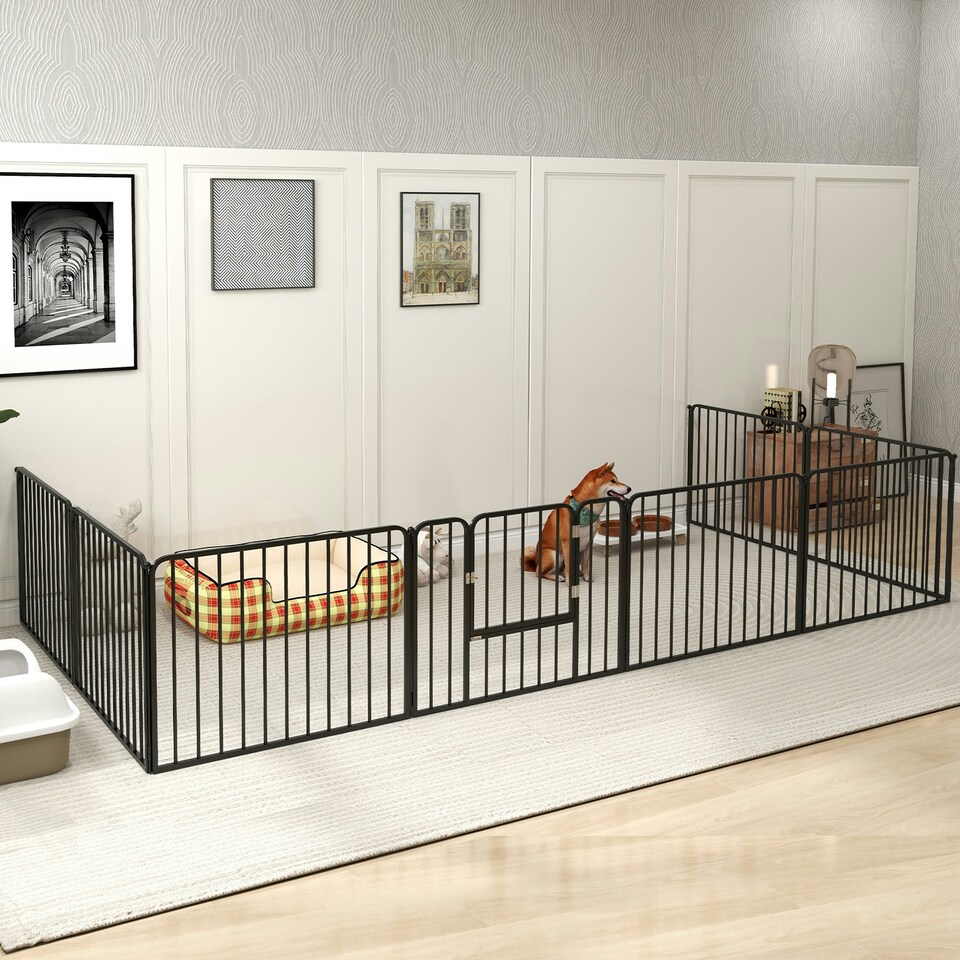 image 1 of PawHut 60cm 8 Panels Heavy-Duty Dog Playpen for Small Dogs