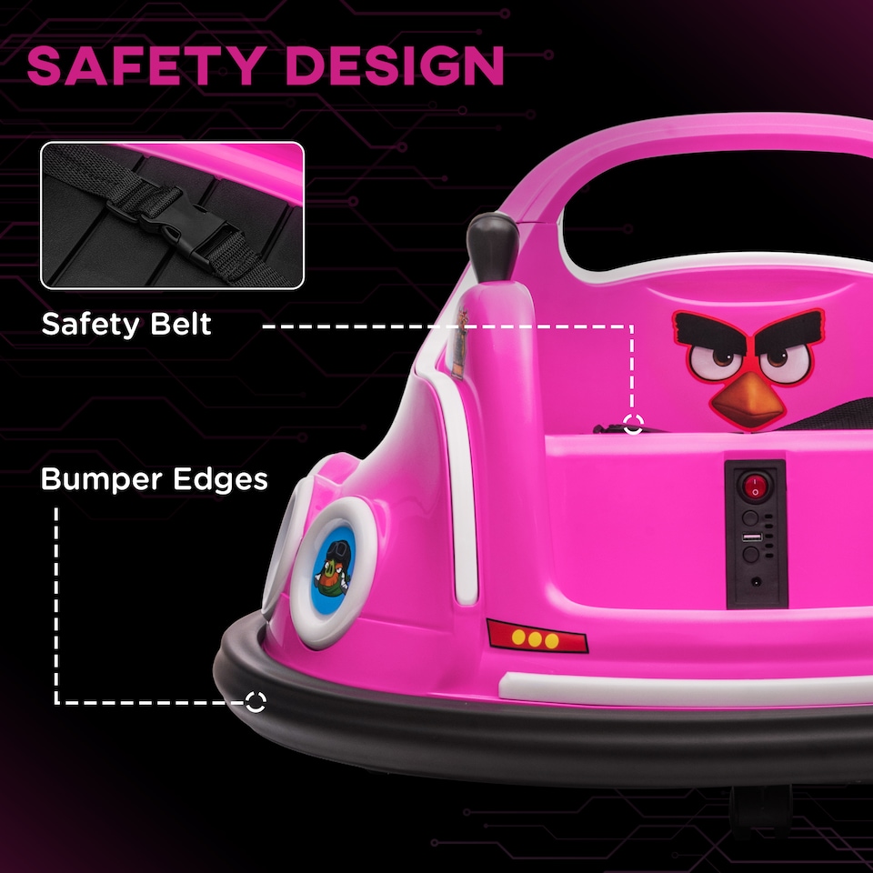 image 1 of AIYAPLAY Licensed Bumper Car for Kids with Joysticks, Remote, Pink