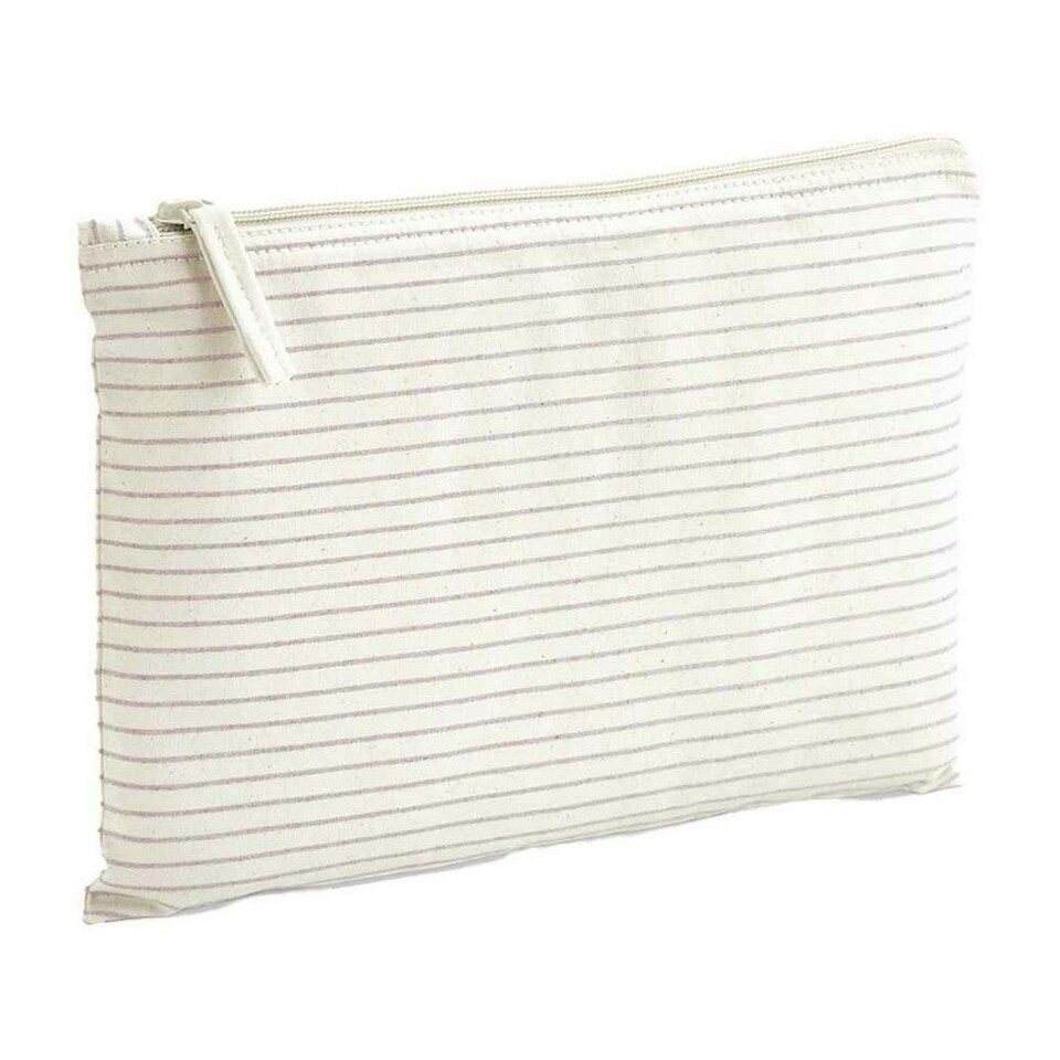 image 1 of Westford Mill Striped Organic Cotton Pouch - Red - 11.5cm x 20cm Red