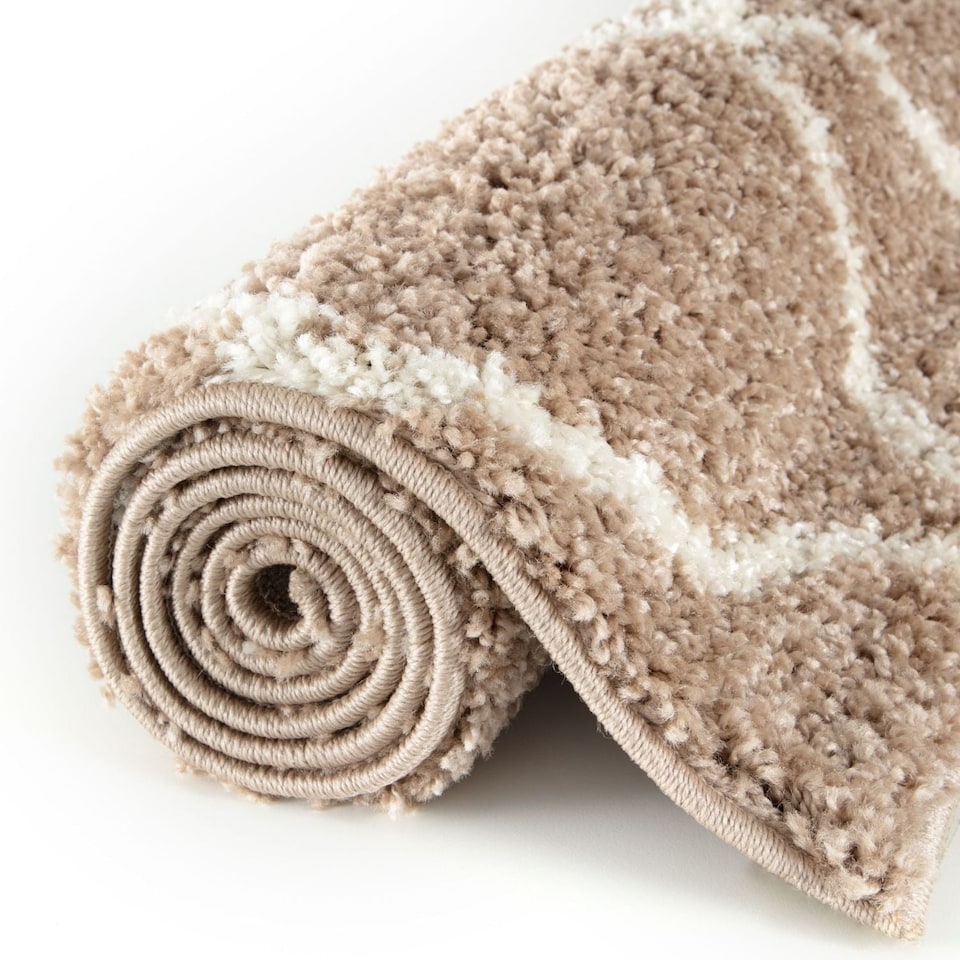 image 1 of The Rugs Moroccan Collection Soft High Pile Shaggy Lattice Floor Rugs and Runners Living Room