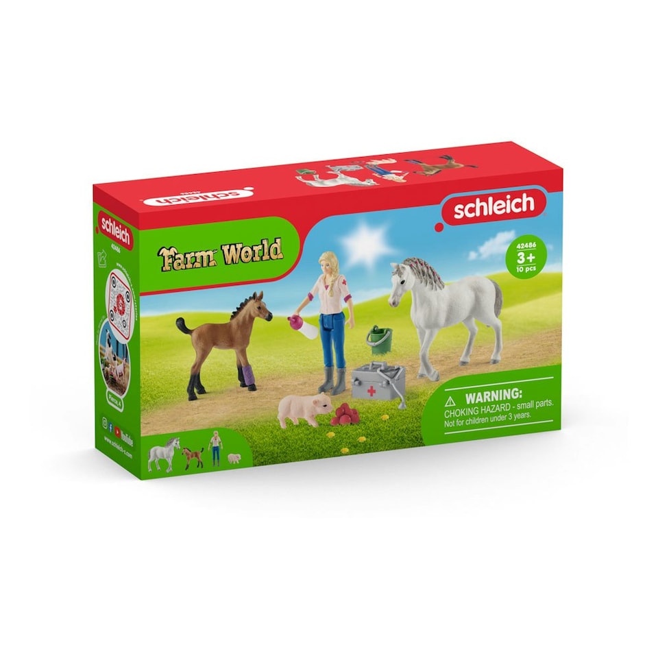 image 1 of SCHLEICH Farm World Vet Visiting Mare and Foal Toy Figure Set