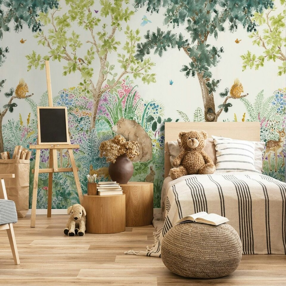 image 1 of Holden Décor Forest Friends Mural Wallpaper - Multicoloured - One Size Multi