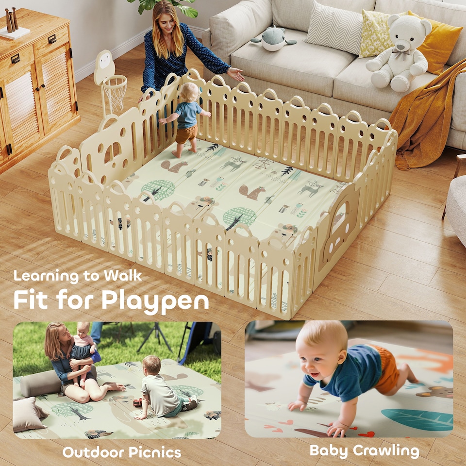 image 1 of AIYAPLAY Baby Play Mat, Foldable Activity Playmat, Animal Theme