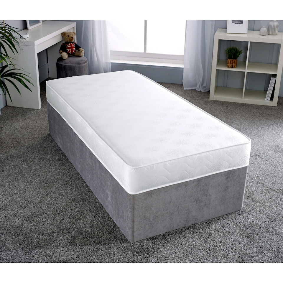 image 1 of Daisy Dual-Sided Sprung Mattress - 18cm Deep Breathable Damask Fabric | White | Single