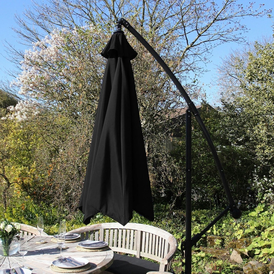 image 1 of Black Cantilever Parasol & Square Base
