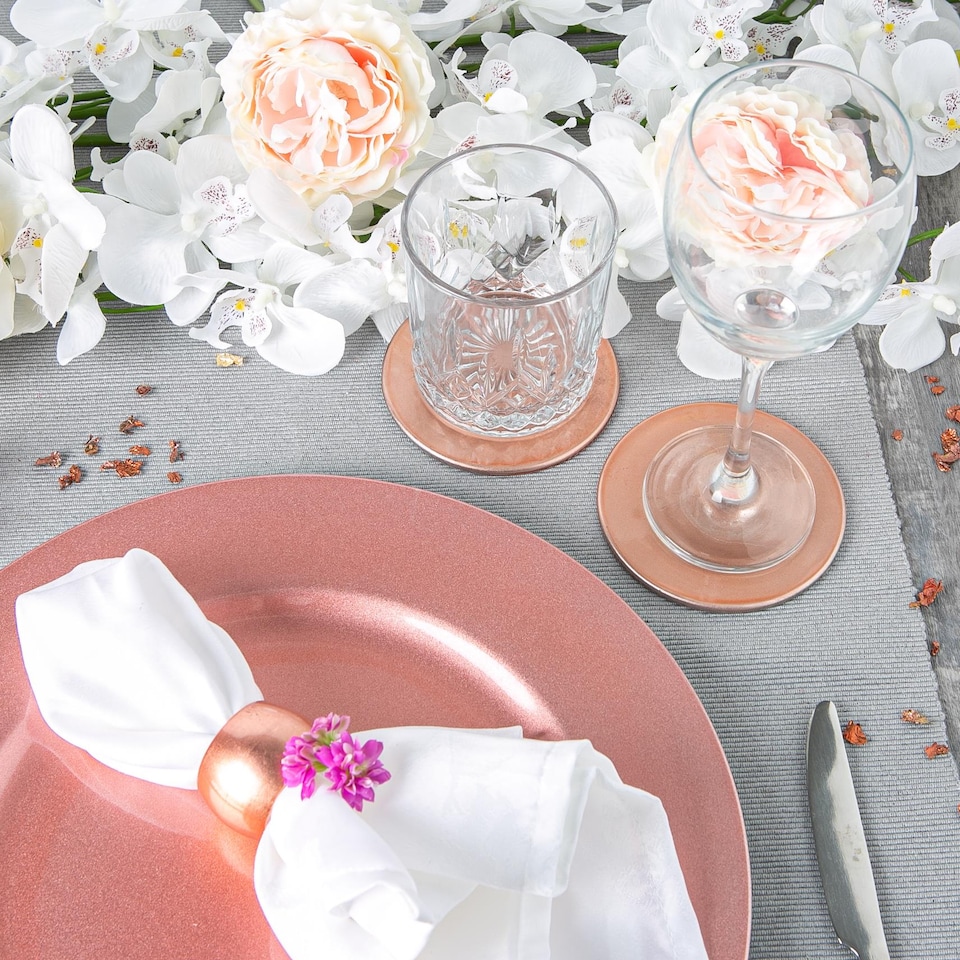 image 1 of Argon Tableware Metallic Napkin Rings - 4.5cm - Rose Gold - Pack of 6 | Pink | Rose Gold