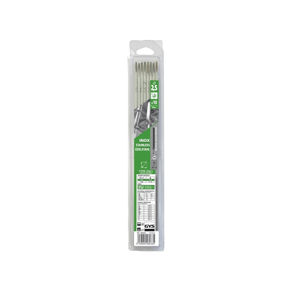 Gys Welding Stainless Steel Electrodes 316l | Multi | Multi Colour | 2.5mm (Pack 10) | 1