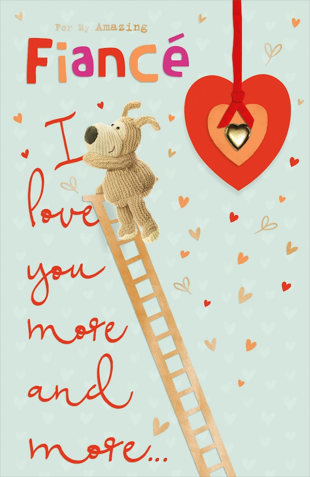 image 1 of Boofle At Top Of Ladder Fiancé Valentine's Day Card