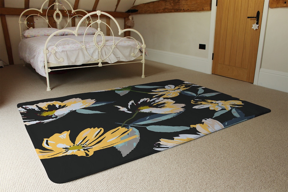 image 1 of Yellow Flowers On Green Rug | Multi
