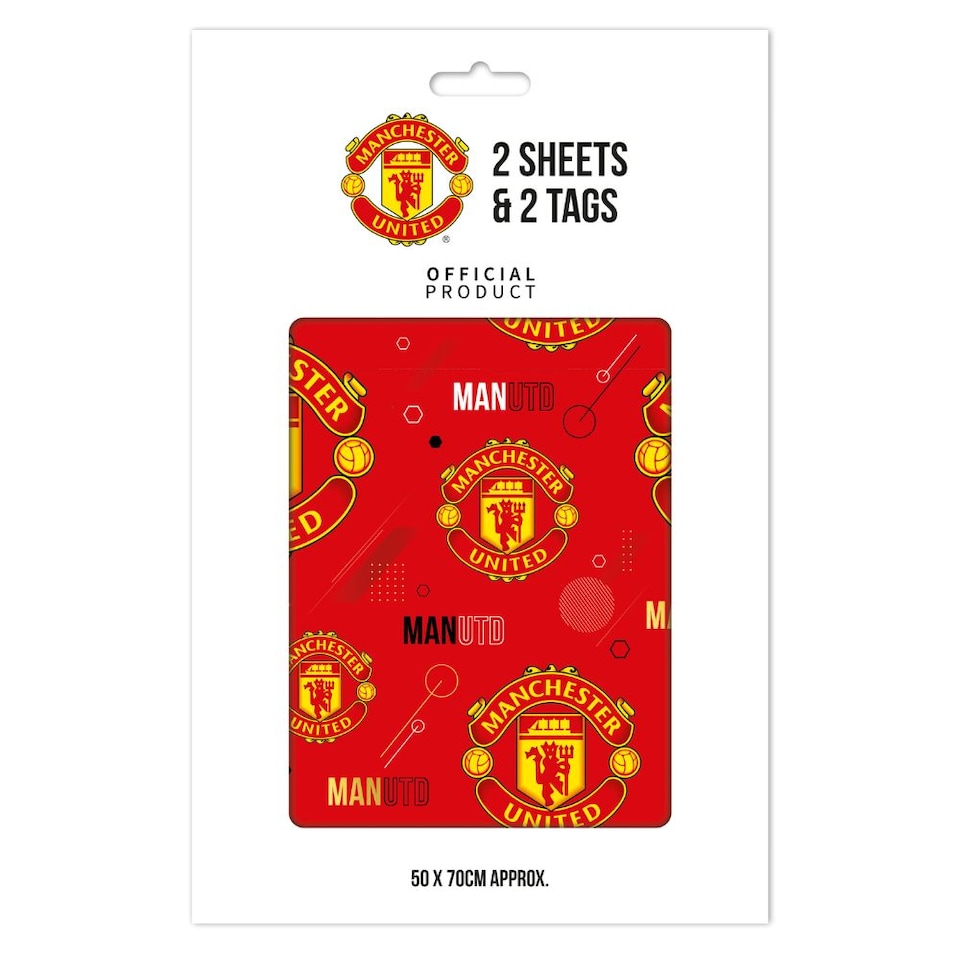 image 1 of Manchester United FC 2 Sheets & 2 Tags Gift Wrap