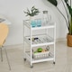 image 2 of HOMCOM 3-Tier Home Trolley Kitchen Storage w/ Steel Bars 4 Wheels Rolling White