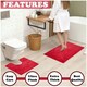 image 3 of VELVETIO Shiny Sparkling Bath Set Anti Slip Pedestal Mat Bathroom Rugs Red | Deep Red