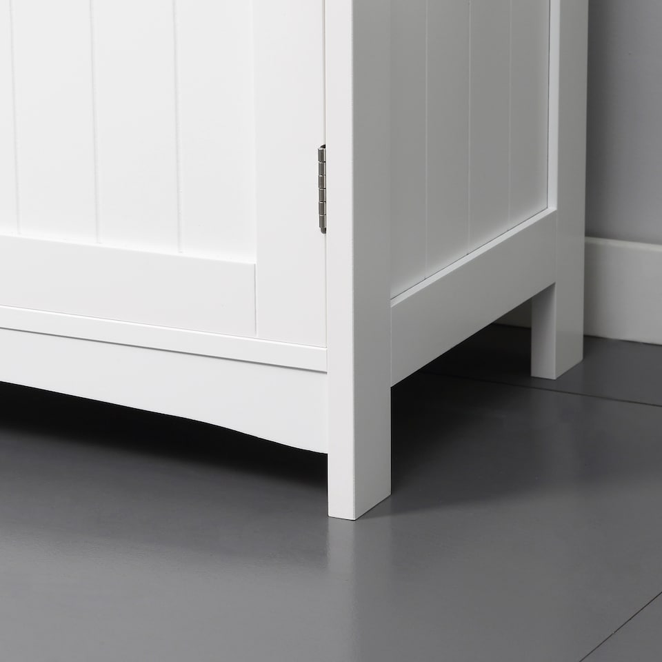 image 1 of kleankin Pedestal Under Sink Cabinet with Double Doors, Modern Bathroom Vanity Unit, Storage Cupboard with Adjustable Shelves, White | White | White