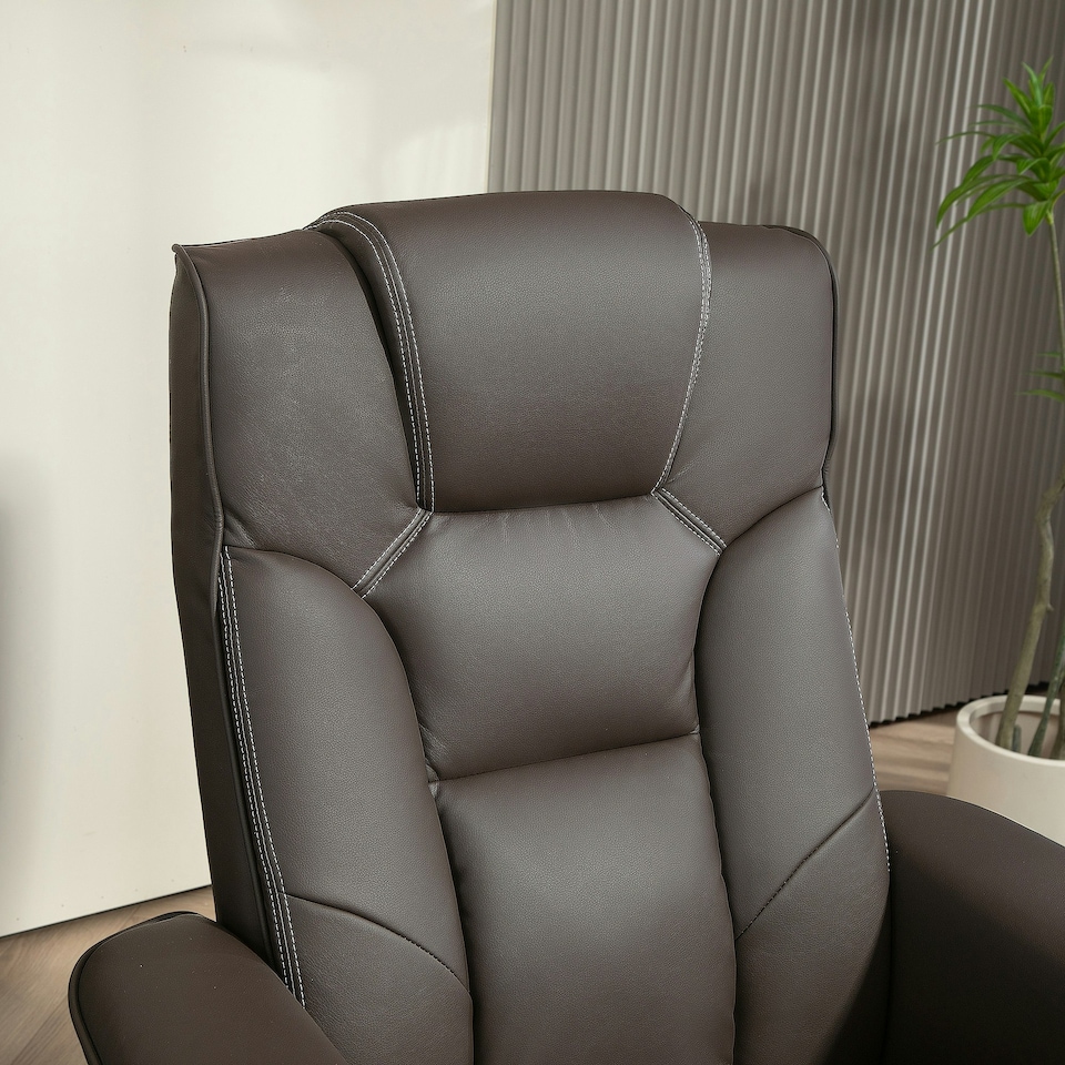 image 1 of HOMCOM Reclining Armchair with Footstool and Adjustable Backrest, Brown