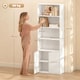 image 5 of HOMCOM 6-Tier Tall Bookcase, Bookshelf with 4 Open Shelves and Double Door Storage Cabinet, Freestanding Display Rack for Living Room, Bedroom, Home Office, Study, 59 x 29 x 180cm, White
