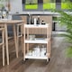 image 2 of HOMCOM Mobile Serving Trolley Kitchen Cart Pine Wood Rolling Wheels White