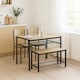 image 3 of 4 Pcs Set Dining Room Table Metal Frame with 2 Matching Chairs and Bench Kitchen | Multi | Oak