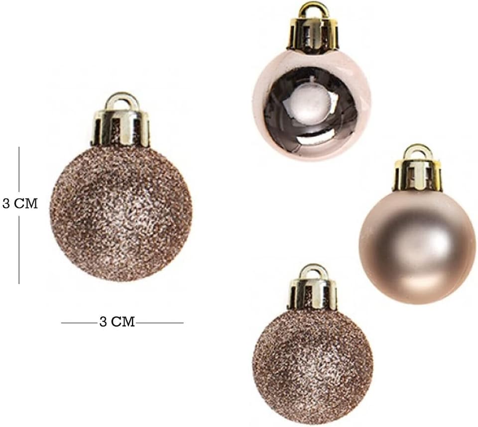 image 1 of 30mm/12Pcs Christmas Baubles Shatterproof Rose Gold,Tree Decorations