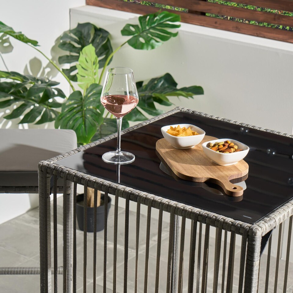 image 1 of OHS Amalfi Bistro Set Outdoor Table Bar Stool Chair Garden Patio Furniture | Grey