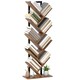 image 1 of HOMCOM 9-Tier Tree Bookshelf with Steel Frame for Living Room, Rustic Brown