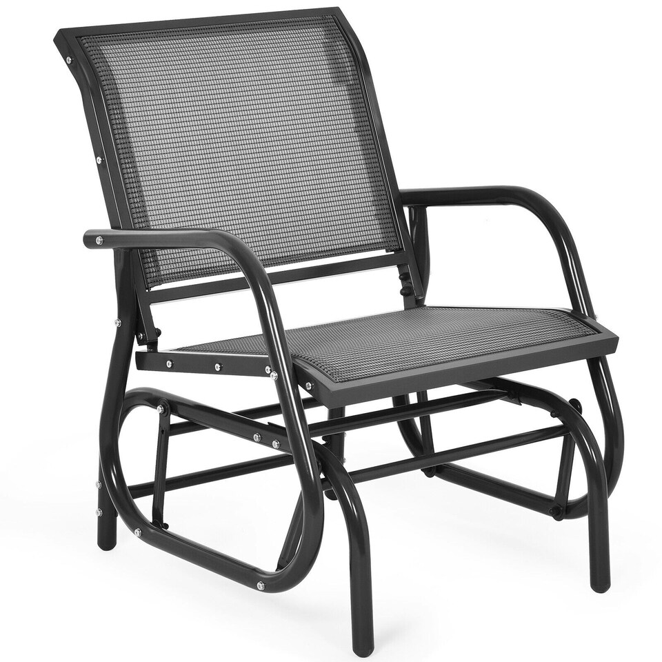 image 1 of COSTWAY Garden Glider Chair Swing Rocking Chair Grey Grey
