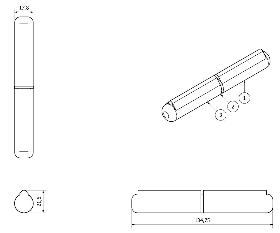 image 1 of Lift Off Bullet Hinge Weld On Brass Bush 18x135mm Heavy Duty Door Hatch | Silver