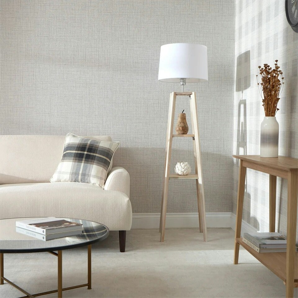 image 1 of Calico Texture Fabric Effect Wallpaper in Natural Multi