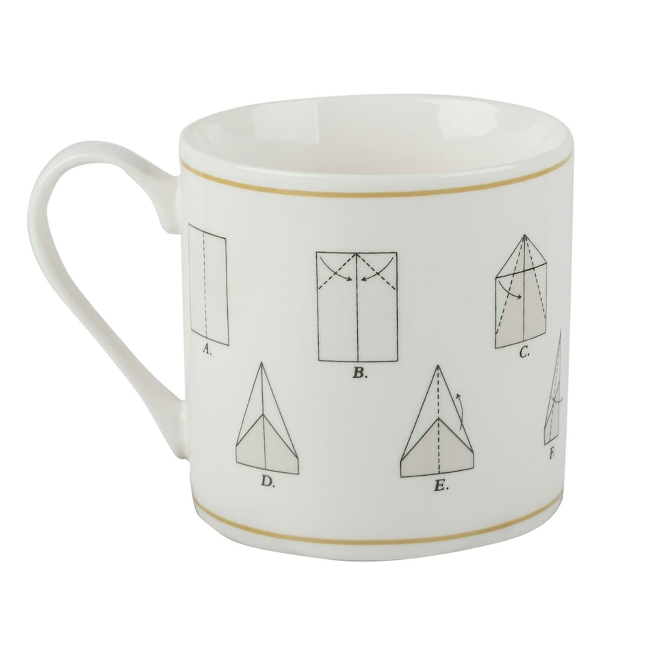 image 1 of Creative Tops ‘Origami Plane’ DIY Plane-Themed Fine China Mug, 350 ml (16 fl oz) – Gift boxed, White | Multi