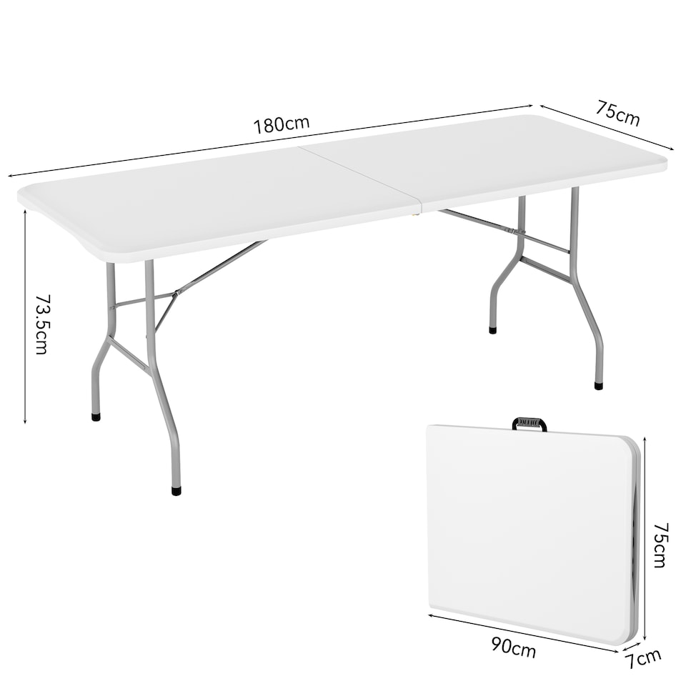 image 1 of 6ft Folding Table heavy duty Outdoor and Indoor use Garden Camping Event Table  White | White | White