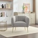image 3 of Ronan Boucle Fabric Accent Chair - Light Grey