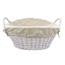 White Finish Lined Wash Basket | Grey | Grey