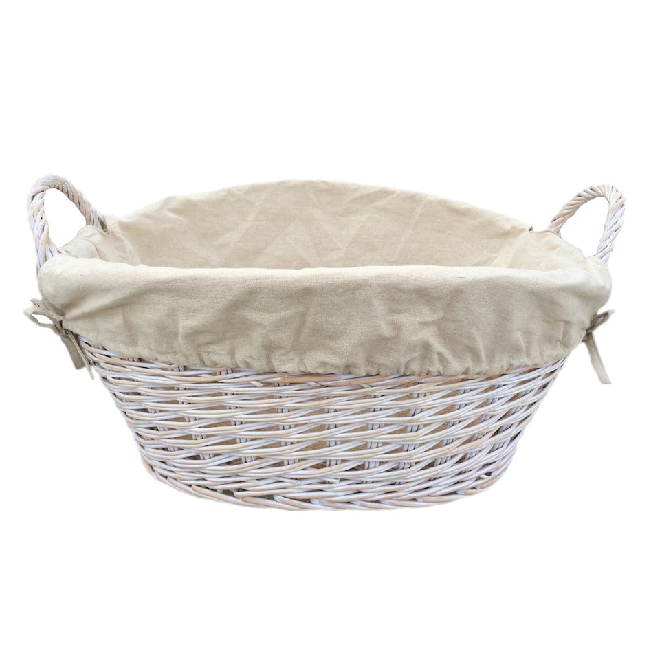 image 1 of White Finish Lined Wash Basket | Grey | Grey