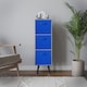 image 3 of Cedar Grey 3-Tier 3-Drawer Cube Shelving Unit with Scandinavian Legs | Blue | Dark Blue & Black | 1
